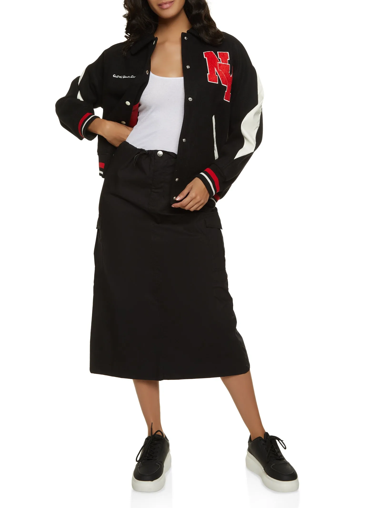 Poplin Toggle Drawstring Midi Skirt sold by Rainbow product image thumbnail 2