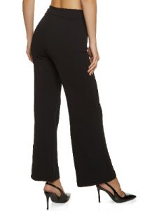 Crepe Knit Button Detail Flared Pants sold by Rainbow