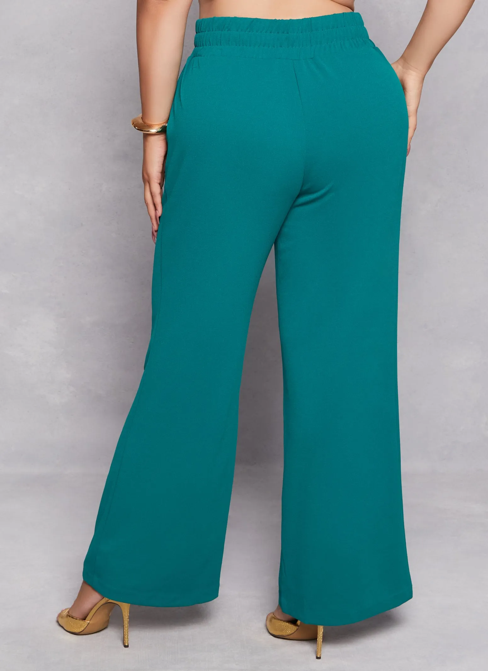 Plus Size Crepe Knit Tie Front Dress Pants sold by Rainbow product image thumbnail 3