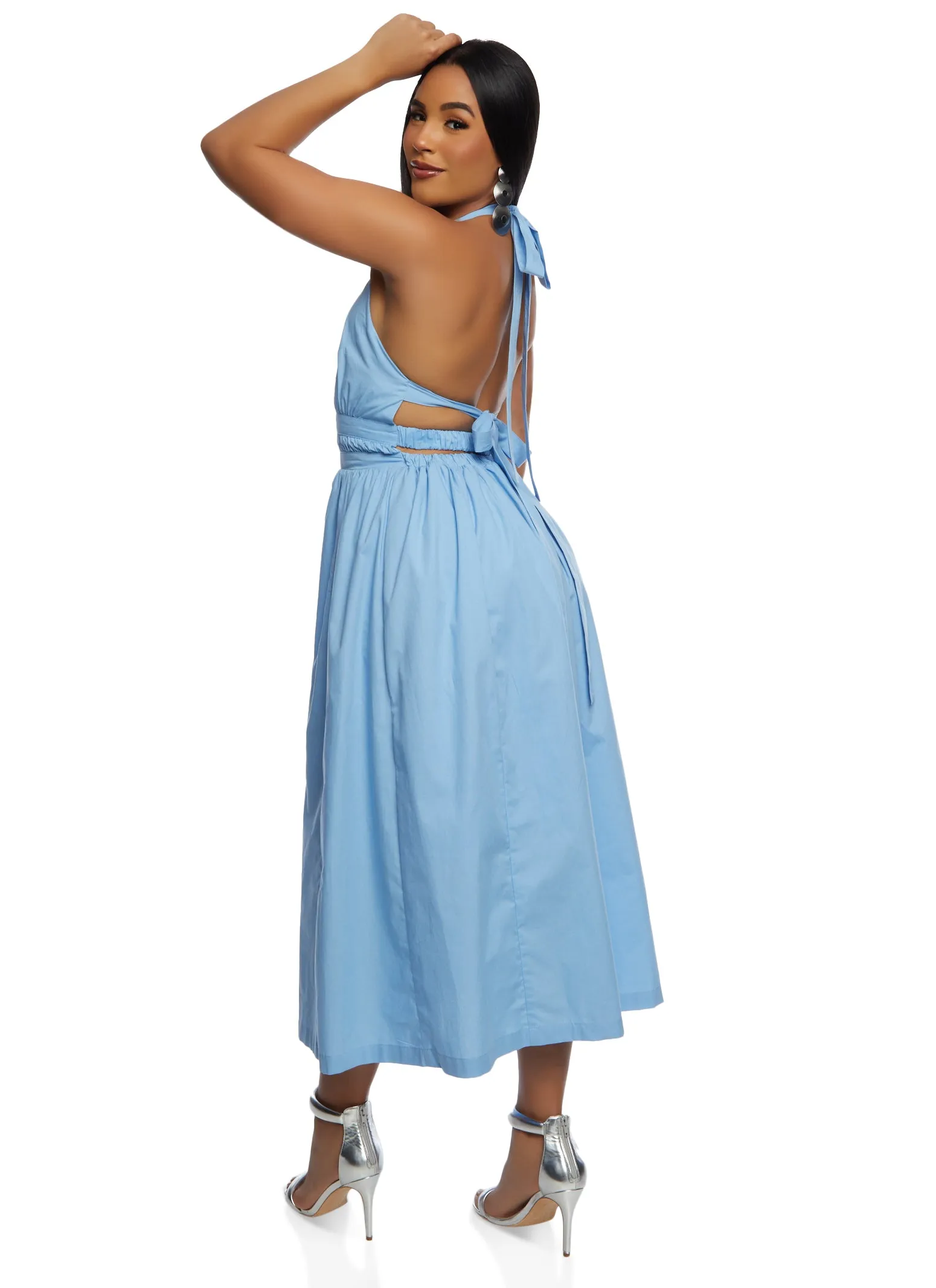 Poplin Tie Back Halter Neck Maxi Dress sold by Rainbow product image thumbnail 3