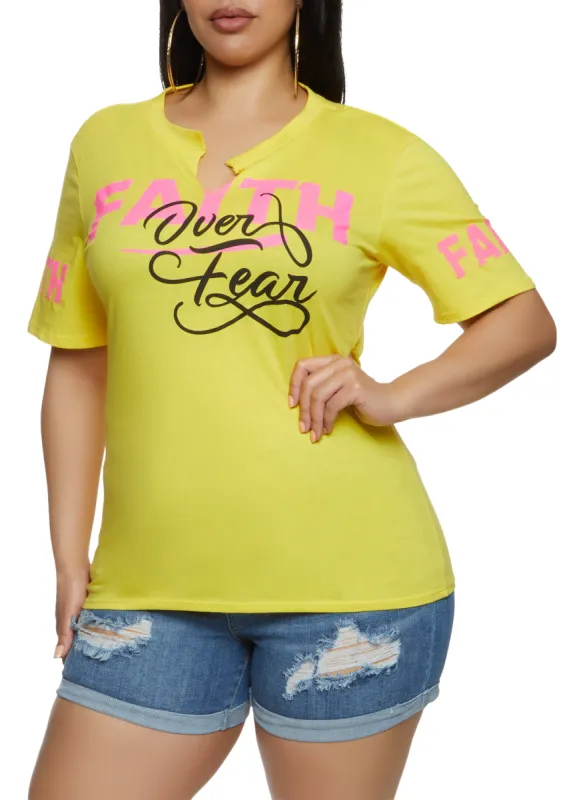 Plus Size Faith Over Fear Graphic Tee sold by Rainbow