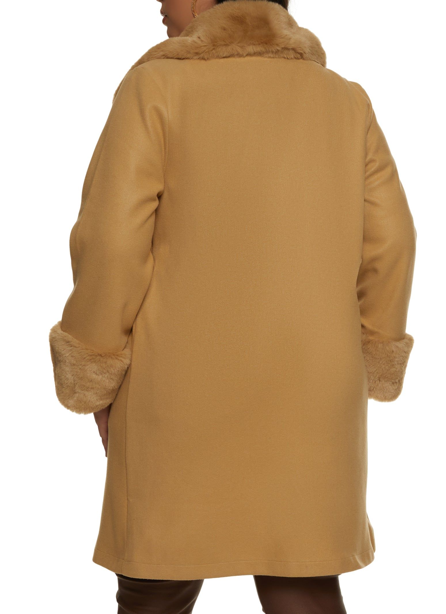 Plus Size Faux Fur Trim Trench Coat sold by Rainbow product image thumbnail 3