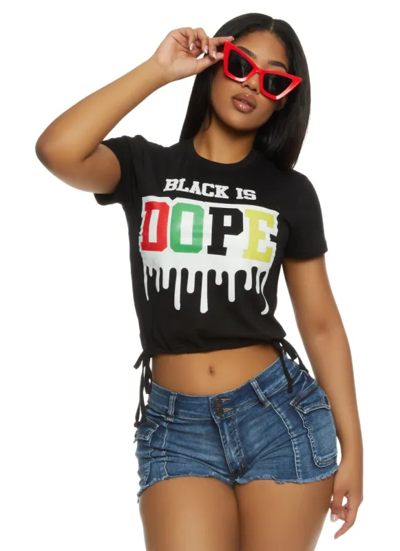 Black Is Dope Drawstring Hem Graphic Tee sold by Rainbow