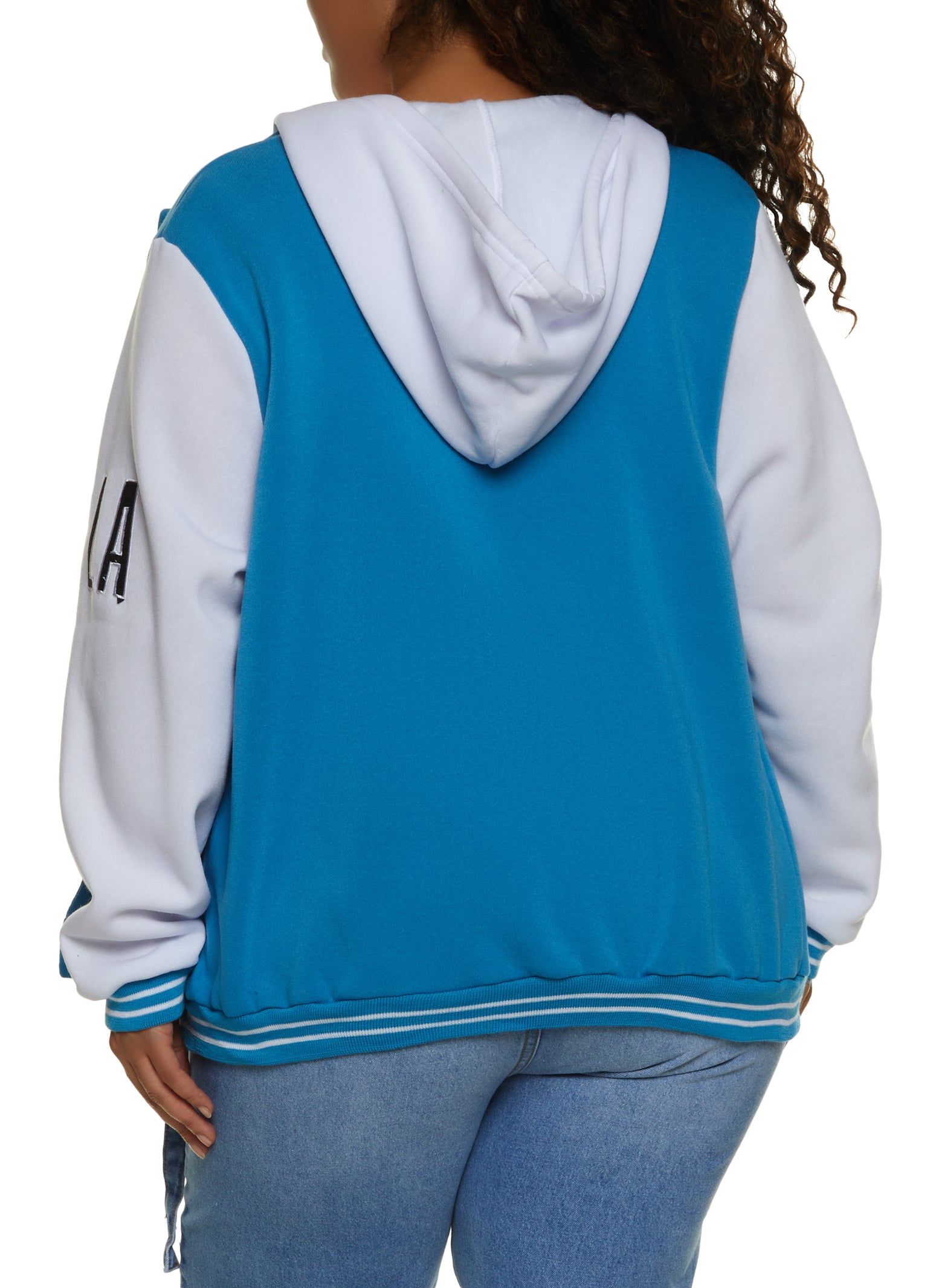 Plus Size 23 Patch Graphic Hooded Bomber Jacket sold by Rainbow product image thumbnail 3