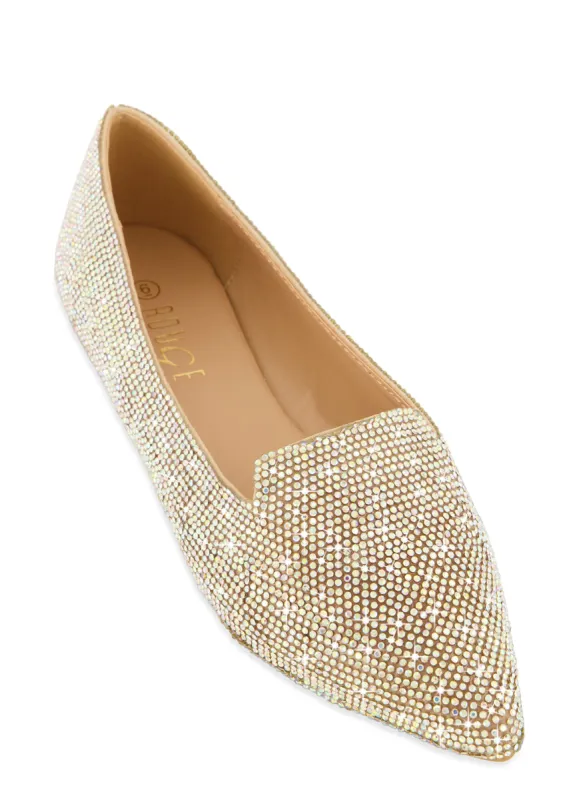 Rhinestone Studded Pointed Toe Flats sold by Rainbow
