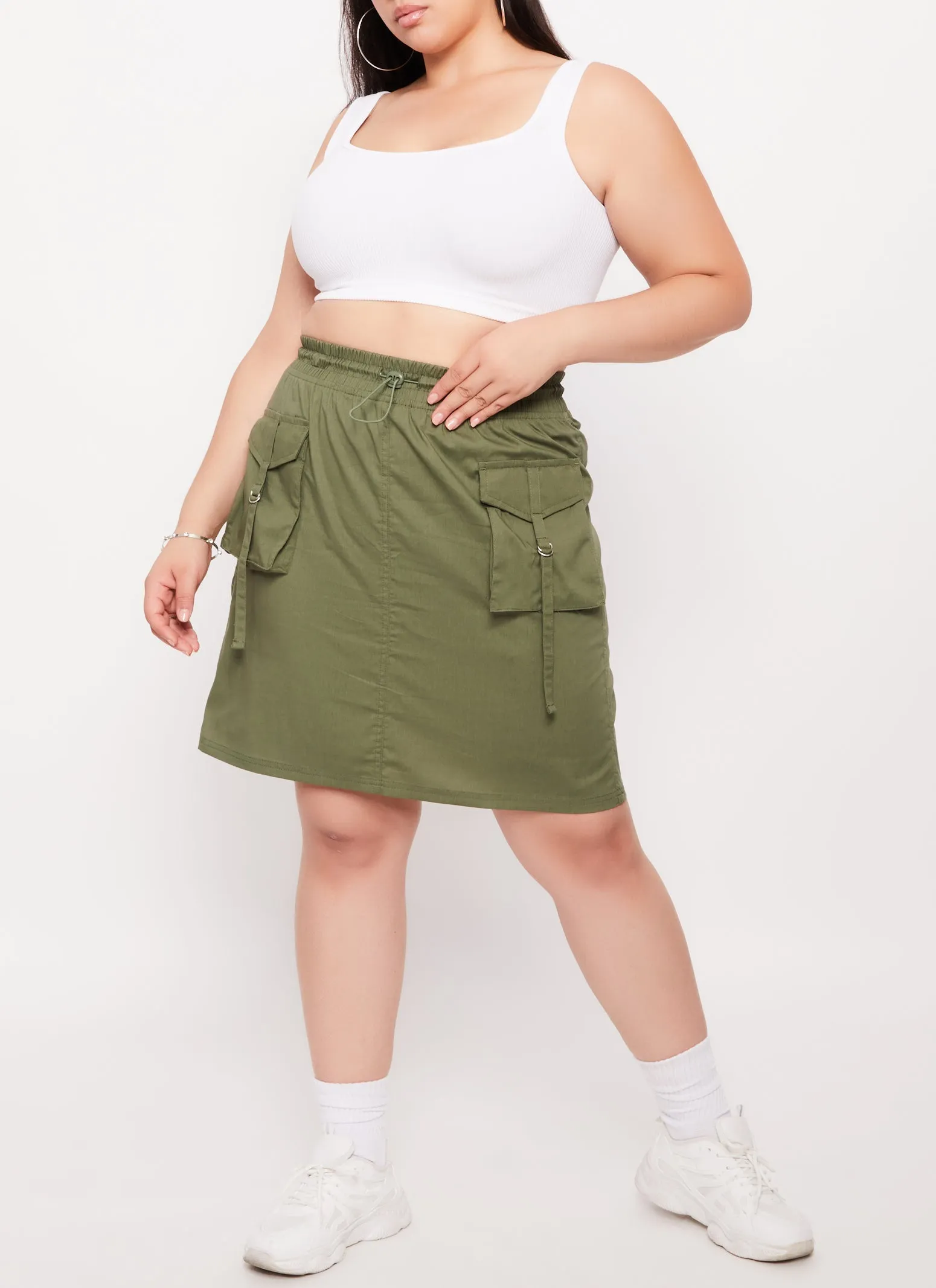 Plus Size Buckle Detail Cargo Pocket Skirt sold by Rainbow