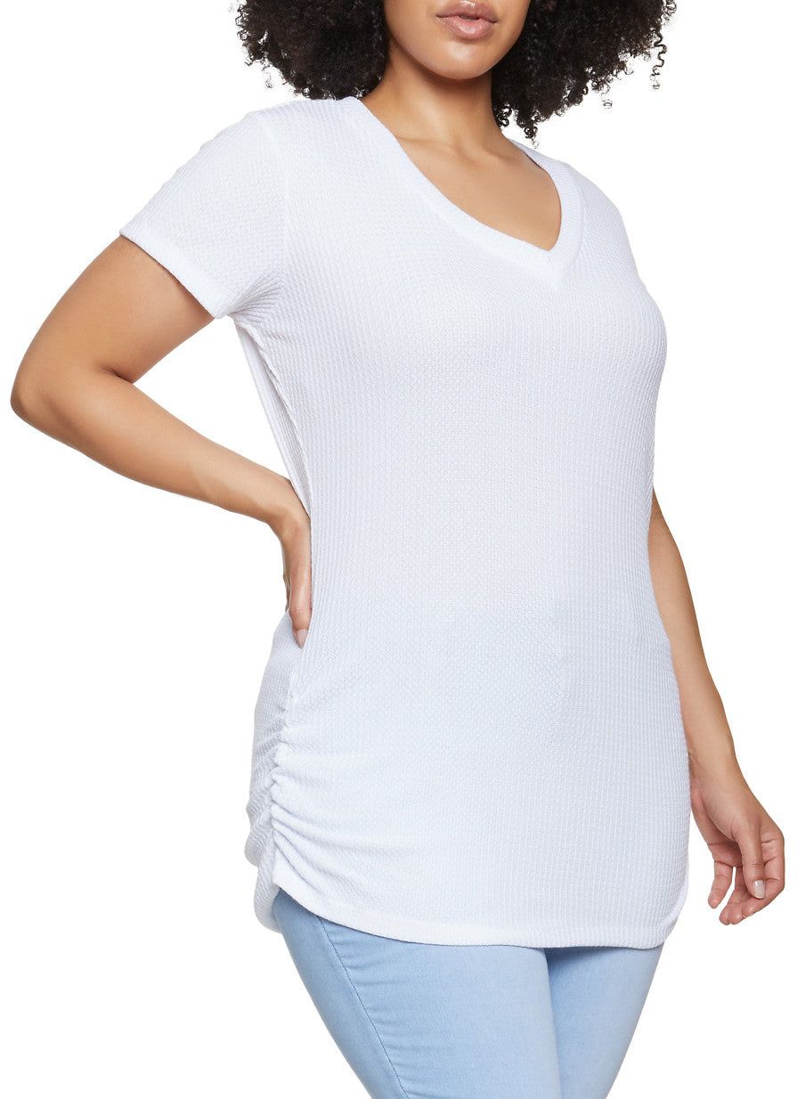 Plus Size Basic V Neck T Shirt sold by Rainbow