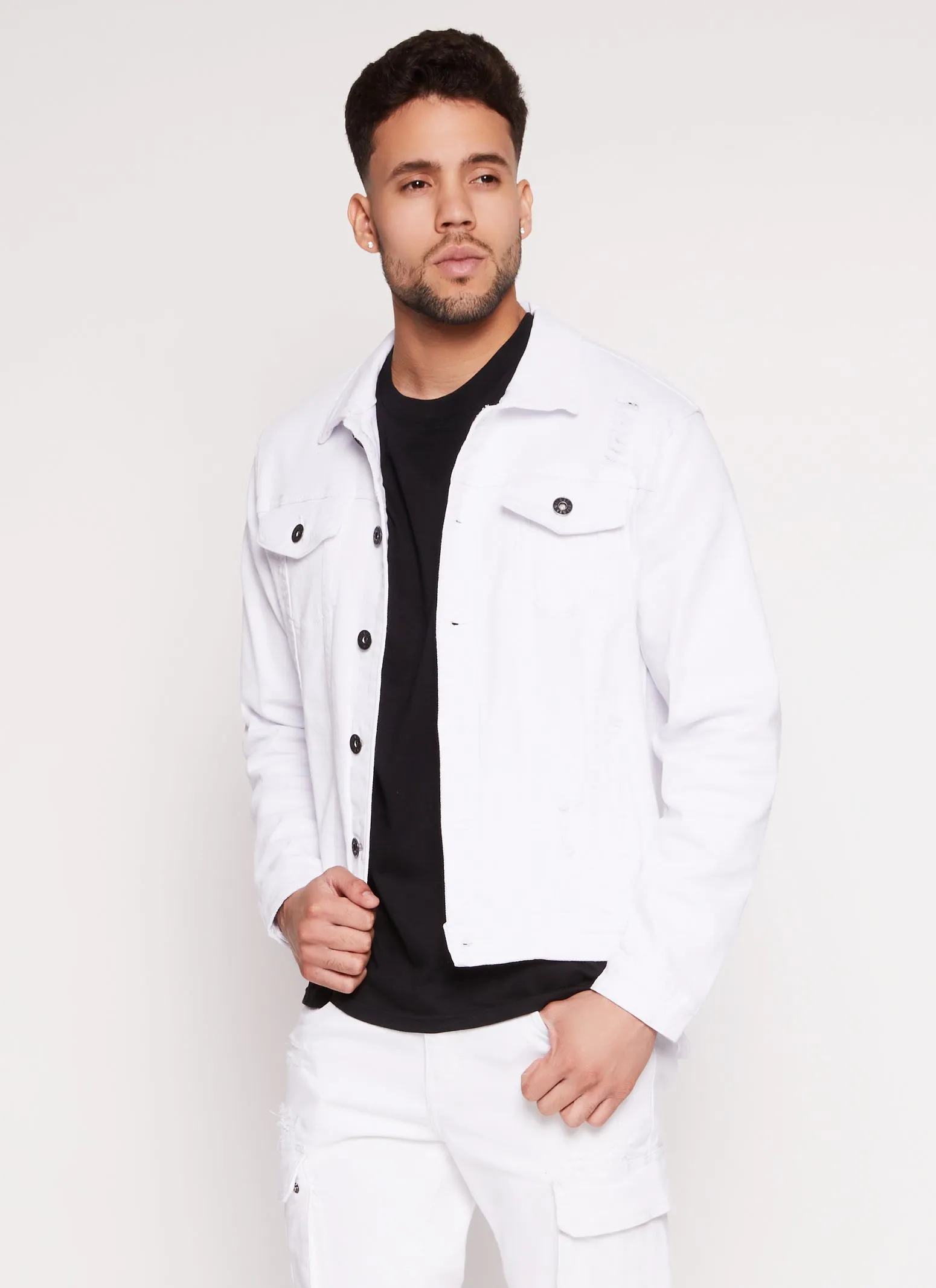 Mens Distressed Jean Jacket sold by Rainbow