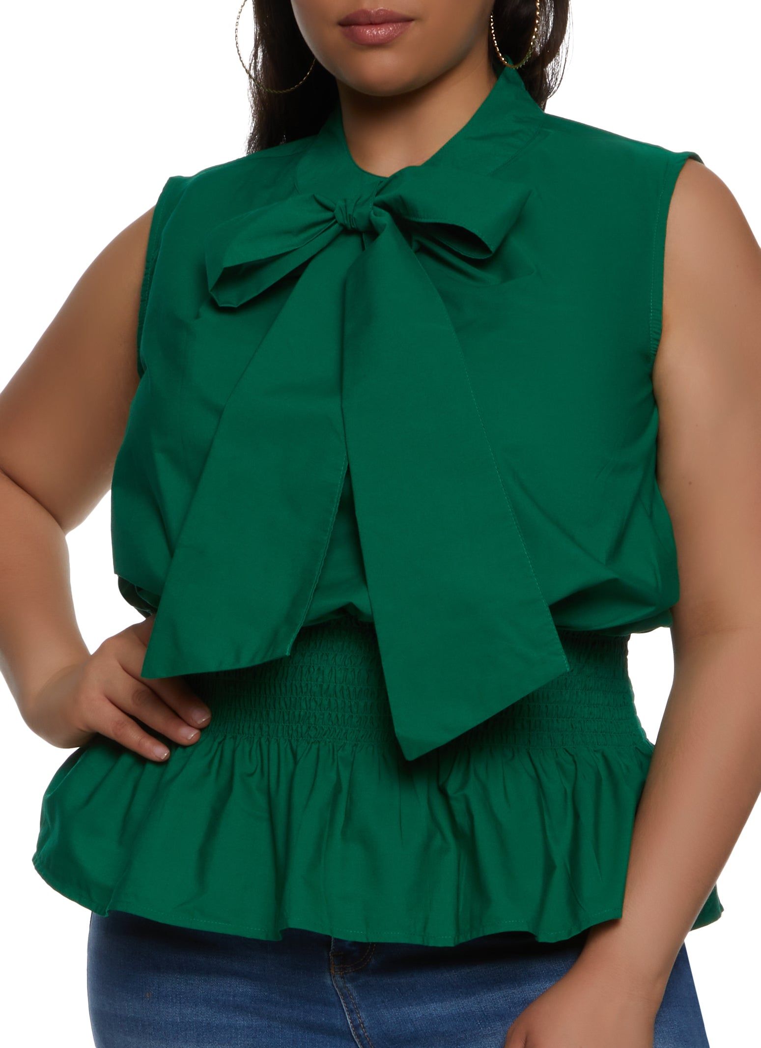 Plus Size Tie Neck Sleeveless Blouse sold by Rainbow