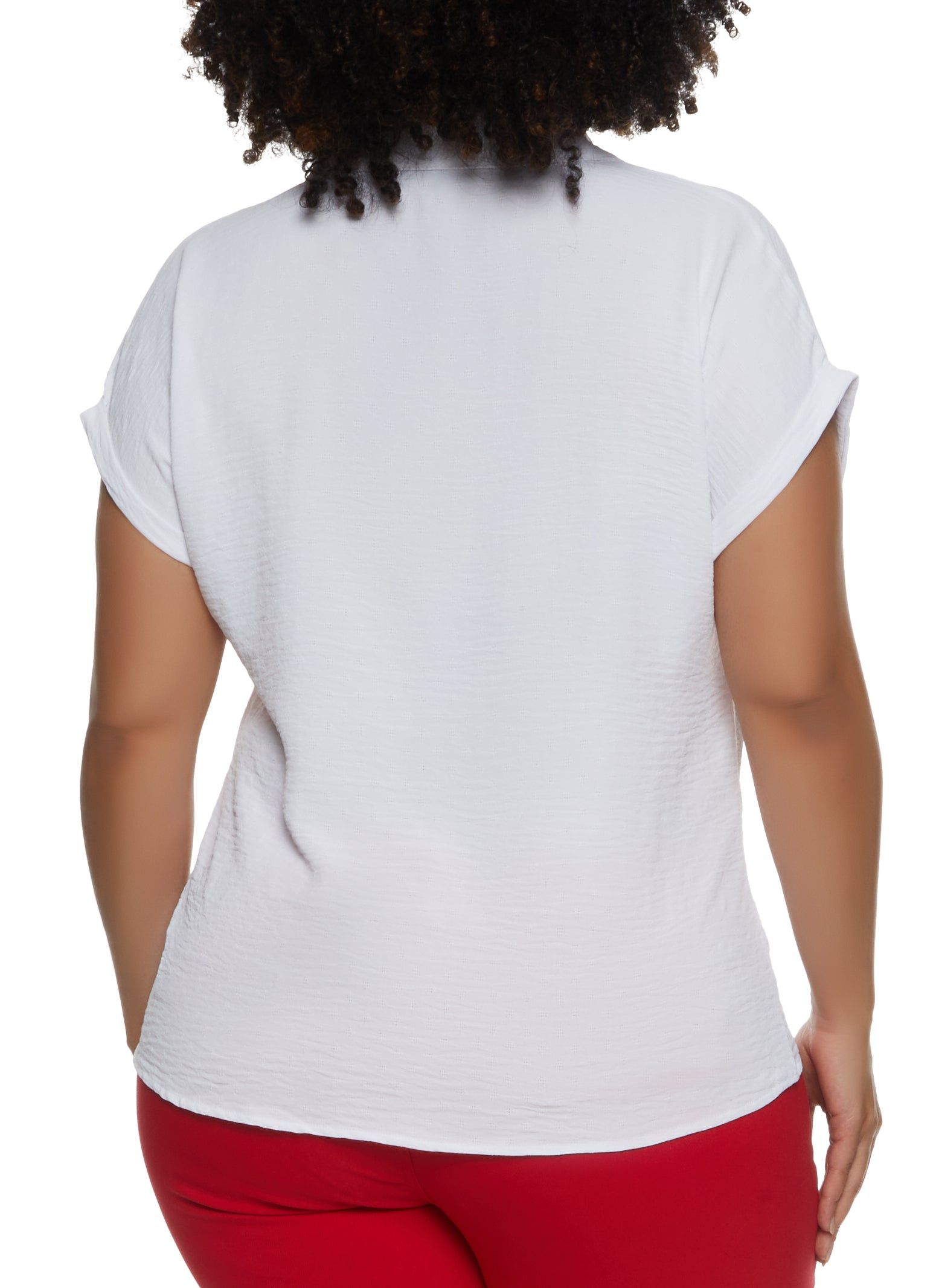 Plus Size Crepe Knit Button Front Shirt sold by Rainbow product image thumbnail 2