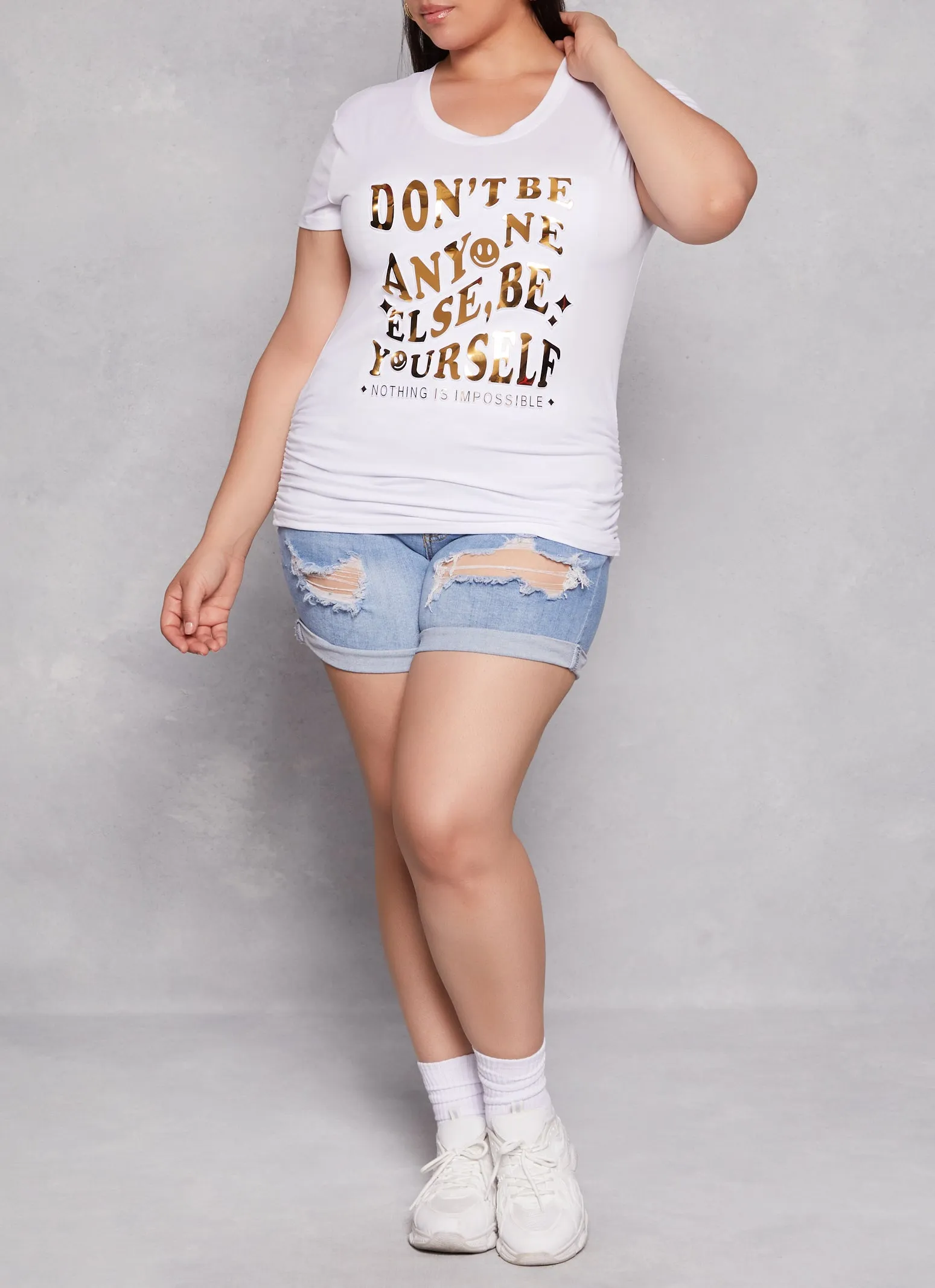 Plus Size Be Yourself 3D Foil Graphic Tee sold by Rainbow product image thumbnail 2