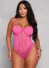 Rhinestone Mesh Detail Bustier Bodysuit sold by Rainbow