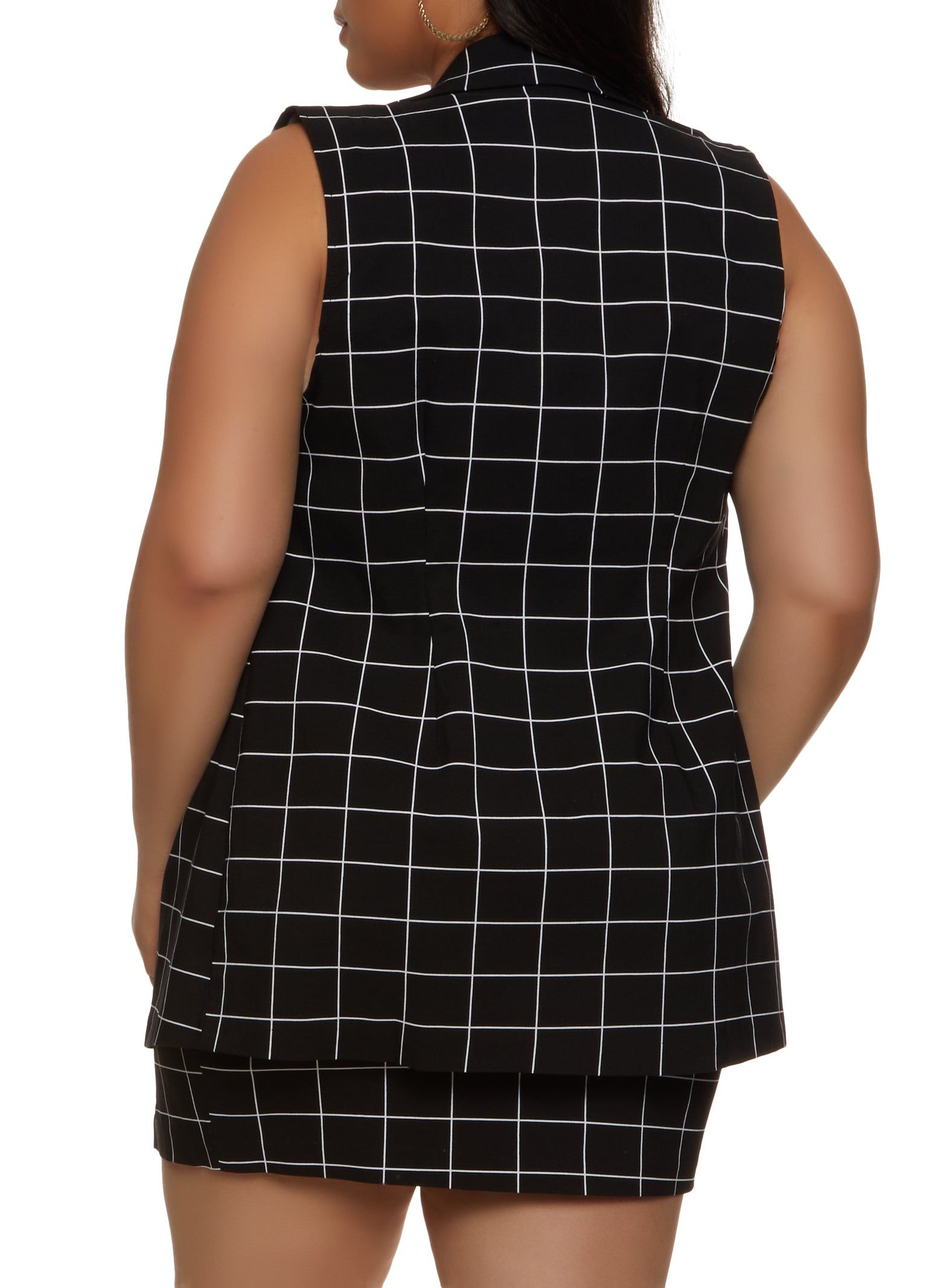 Plus Size Windowpane Open Front Blazer Vest sold by Rainbow product image thumbnail 3