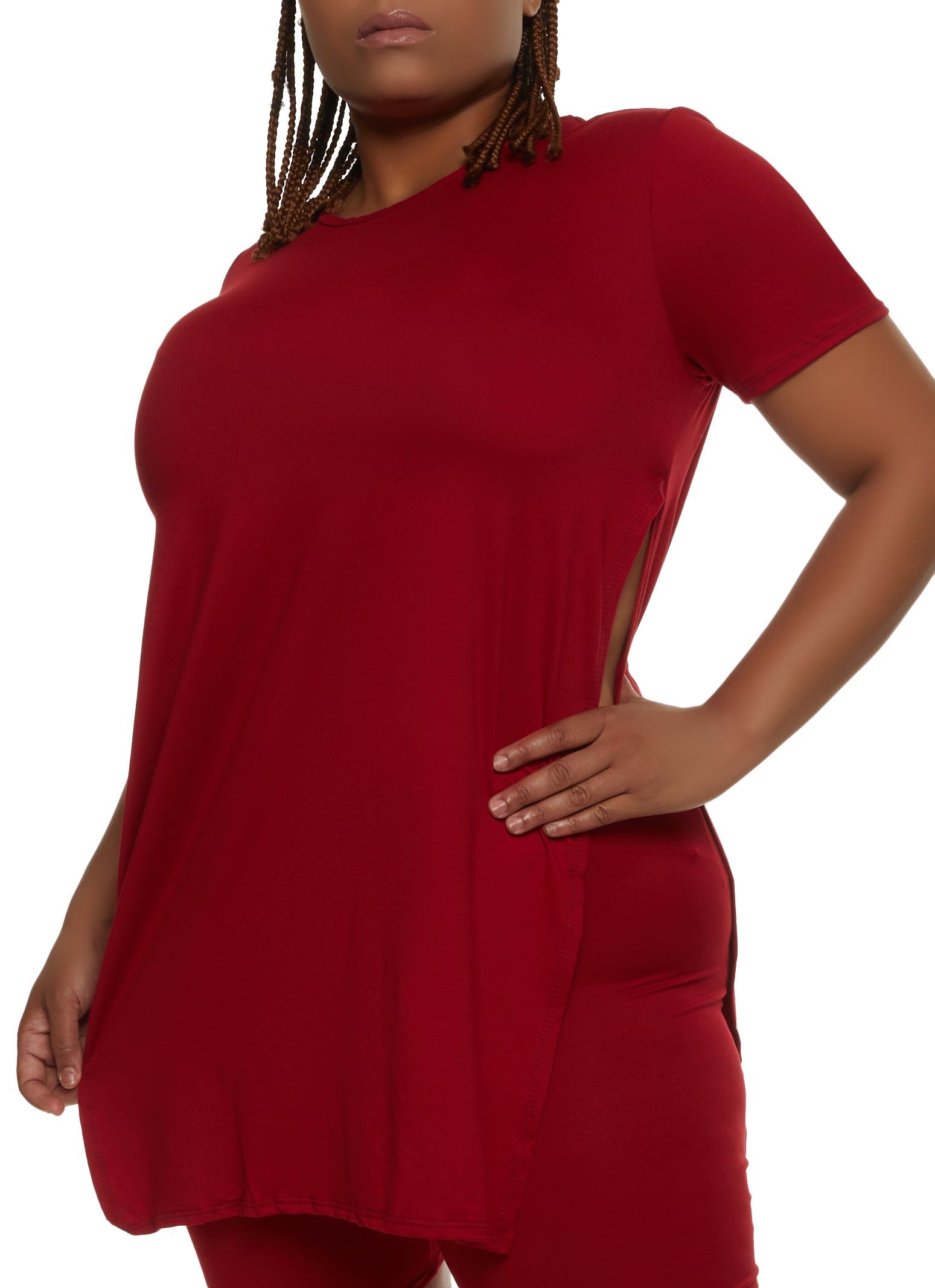 Plus Size High Side Slit Tunic Tee sold by Rainbow