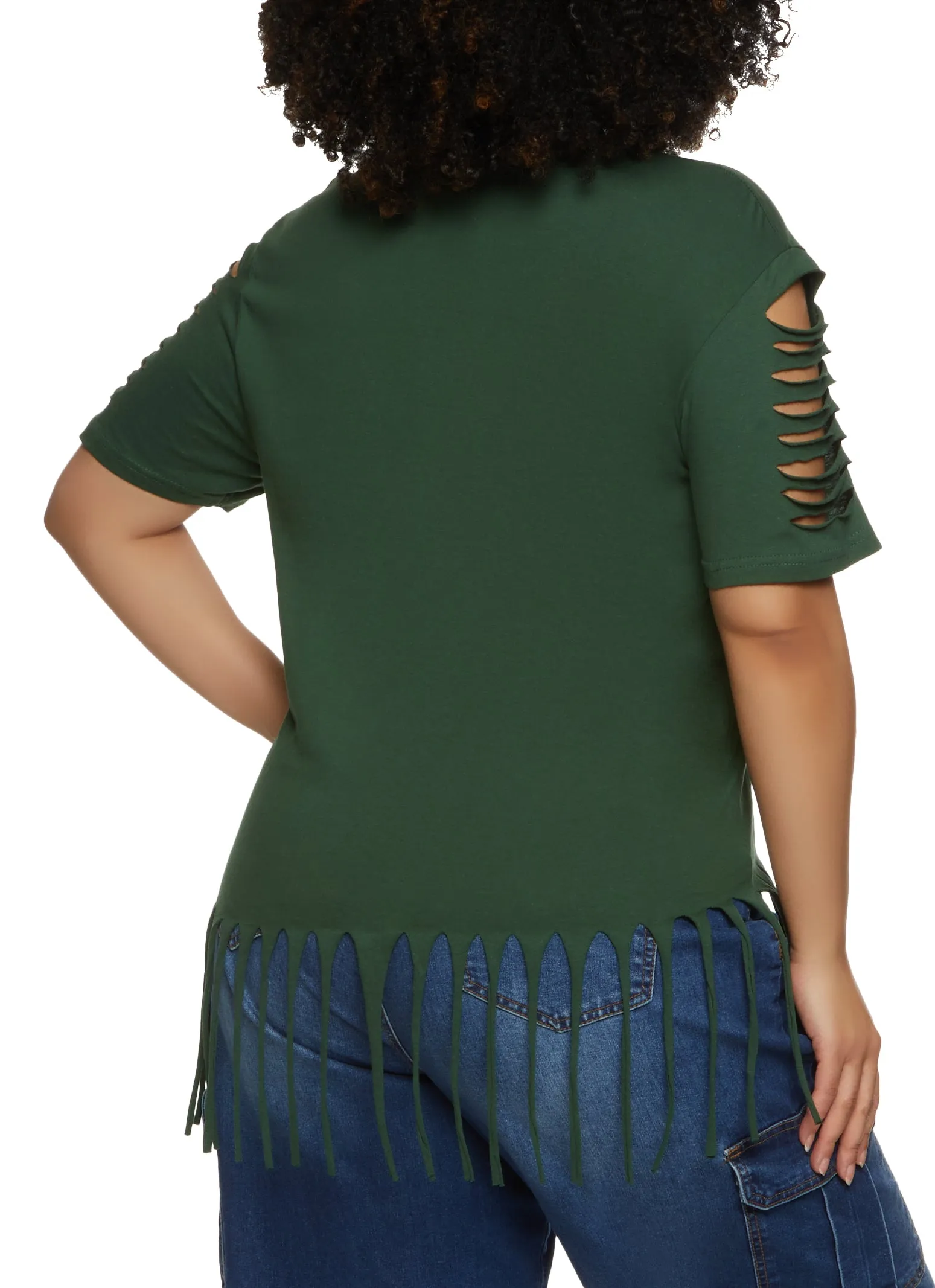 Plus Size Laser Cut Fringe Hem Tee sold by Rainbow product image thumbnail 2