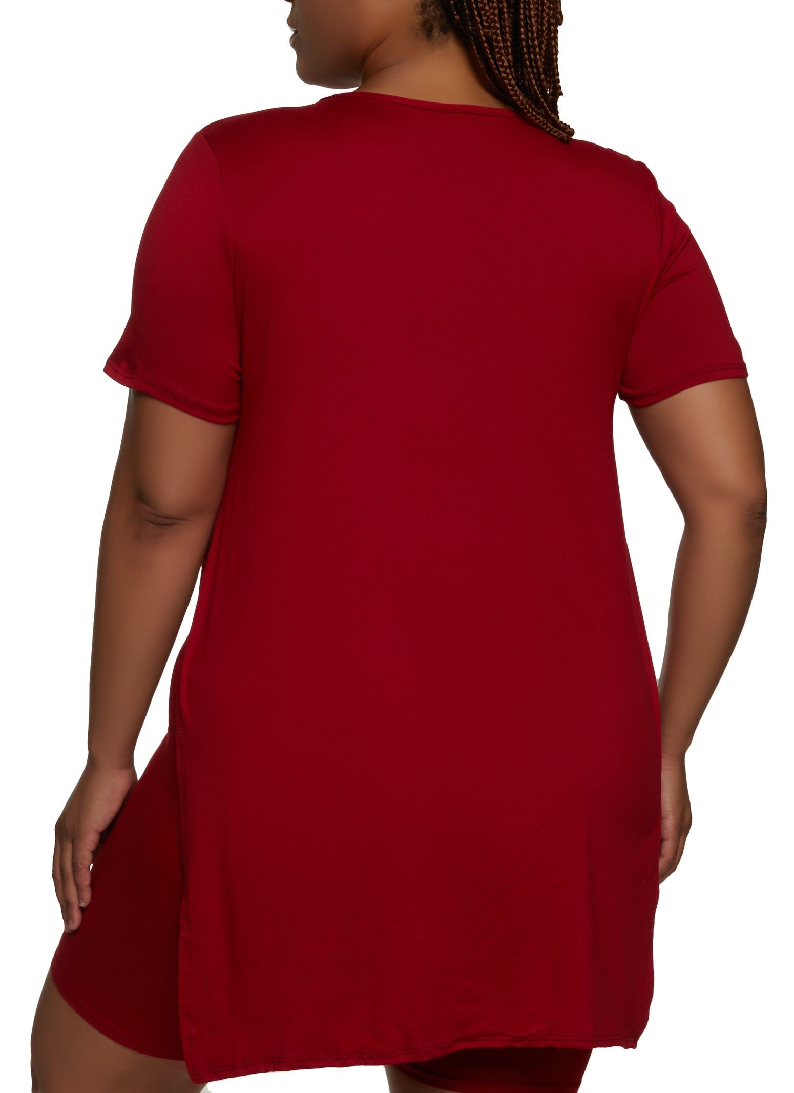 Plus Size High Side Slit Tunic Tee sold by Rainbow product image thumbnail 3
