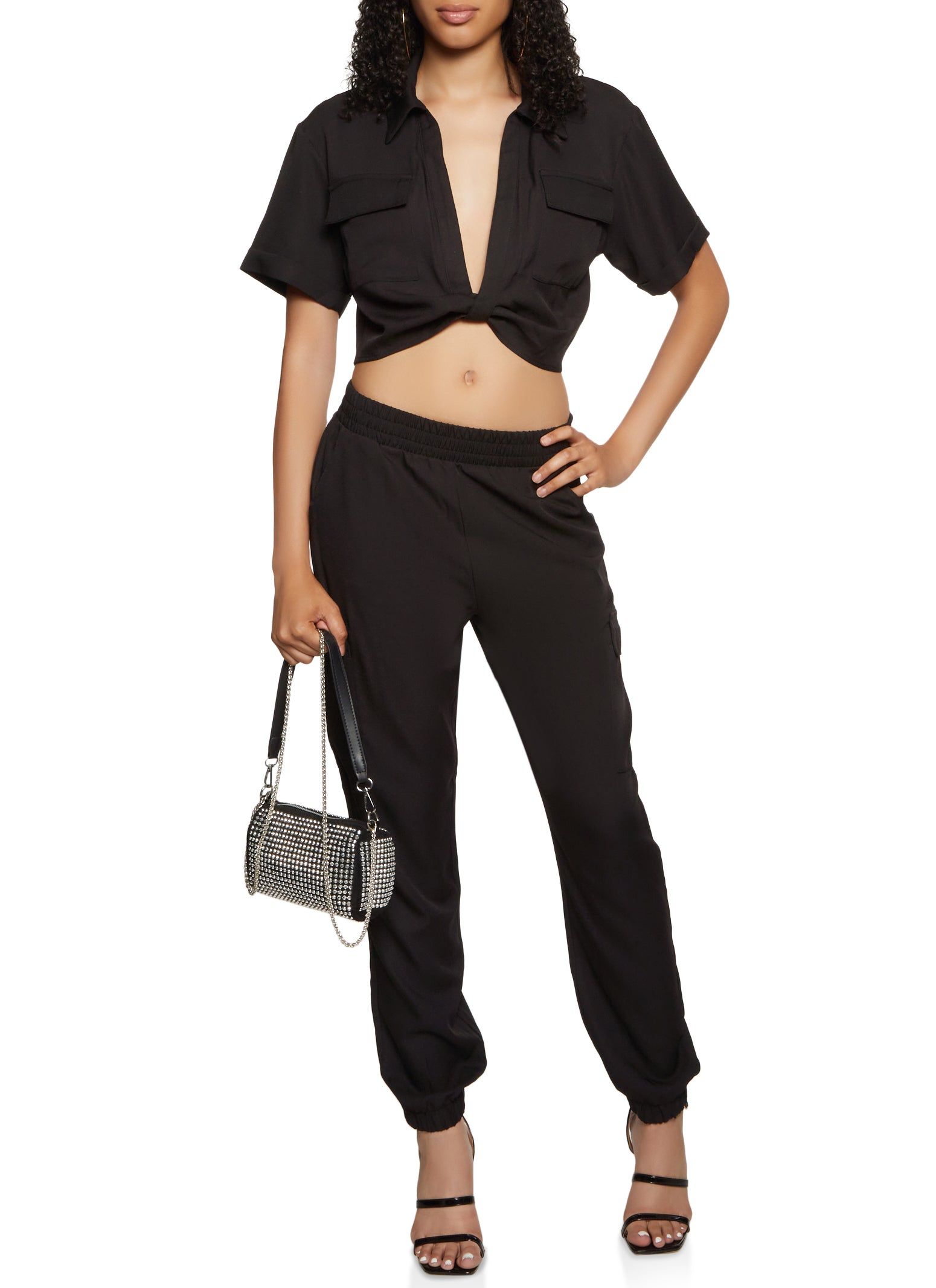 Crepe Knit Twist Front Pocket Shirt sold by Rainbow product image thumbnail 2