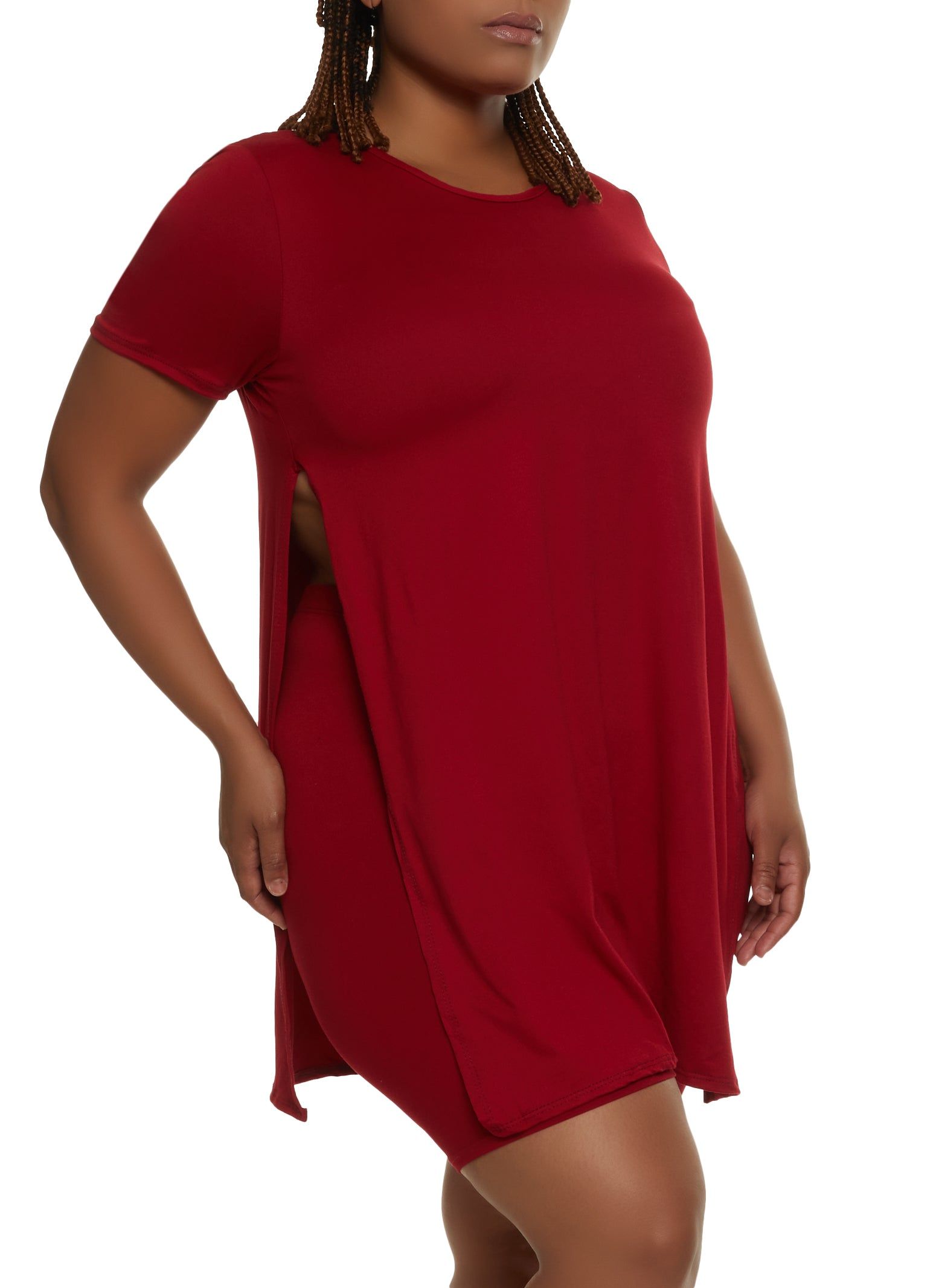 Plus Size High Side Slit Tunic Tee sold by Rainbow product image thumbnail 2