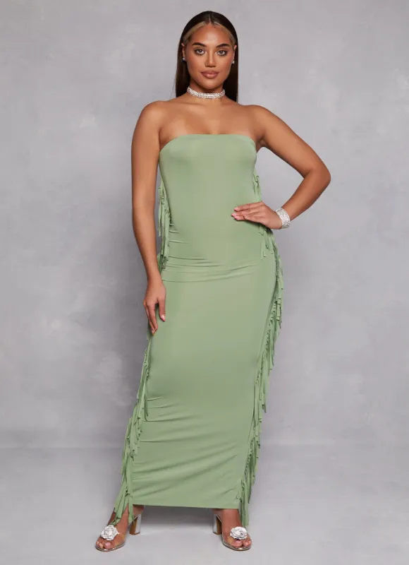 Daisy Fringe Side Maxi Tube Dress sold by Rainbow