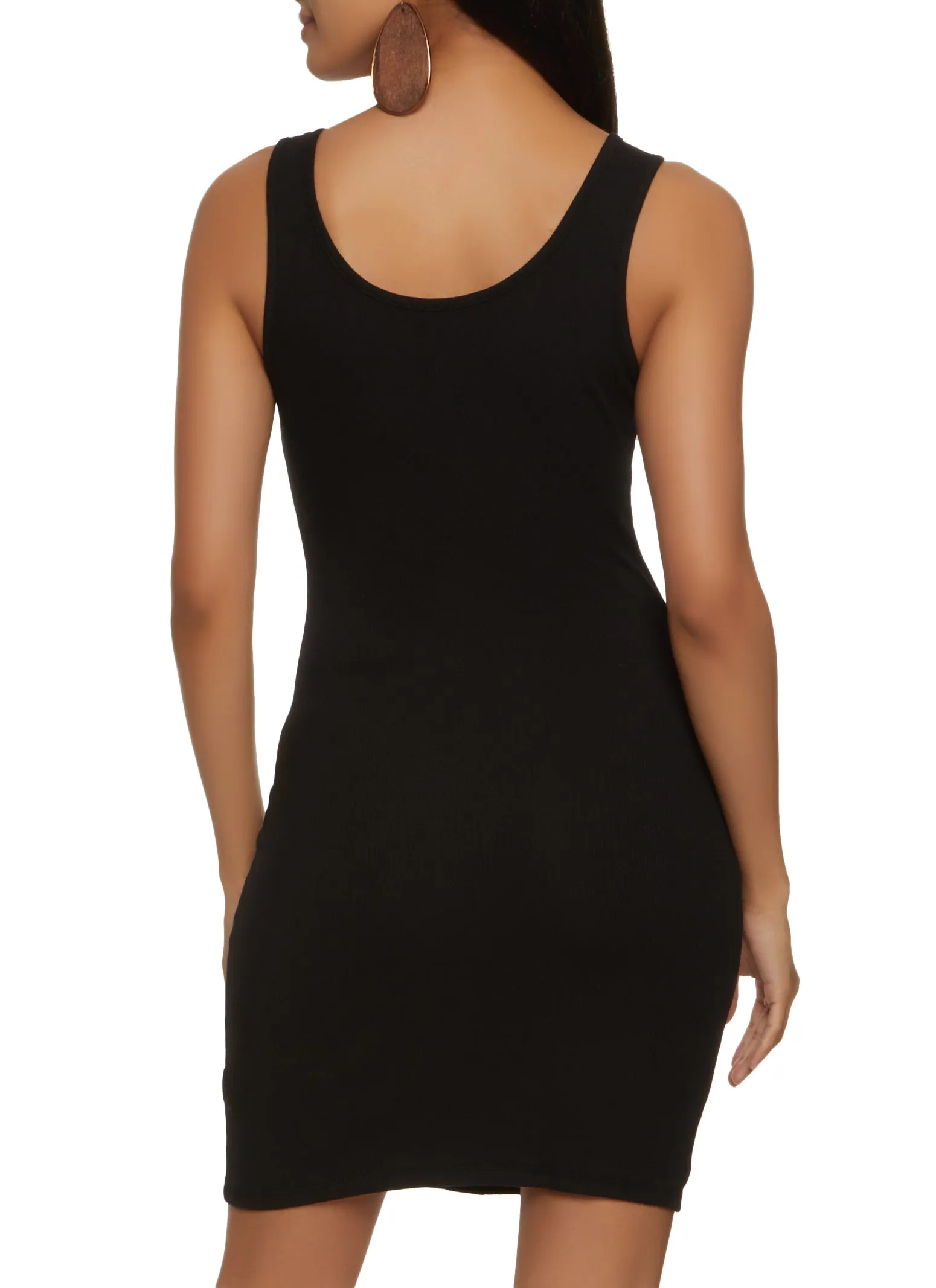 Rib Knit Scoop Neck Button Detail Tank Dress sold by Rainbow product image thumbnail 3