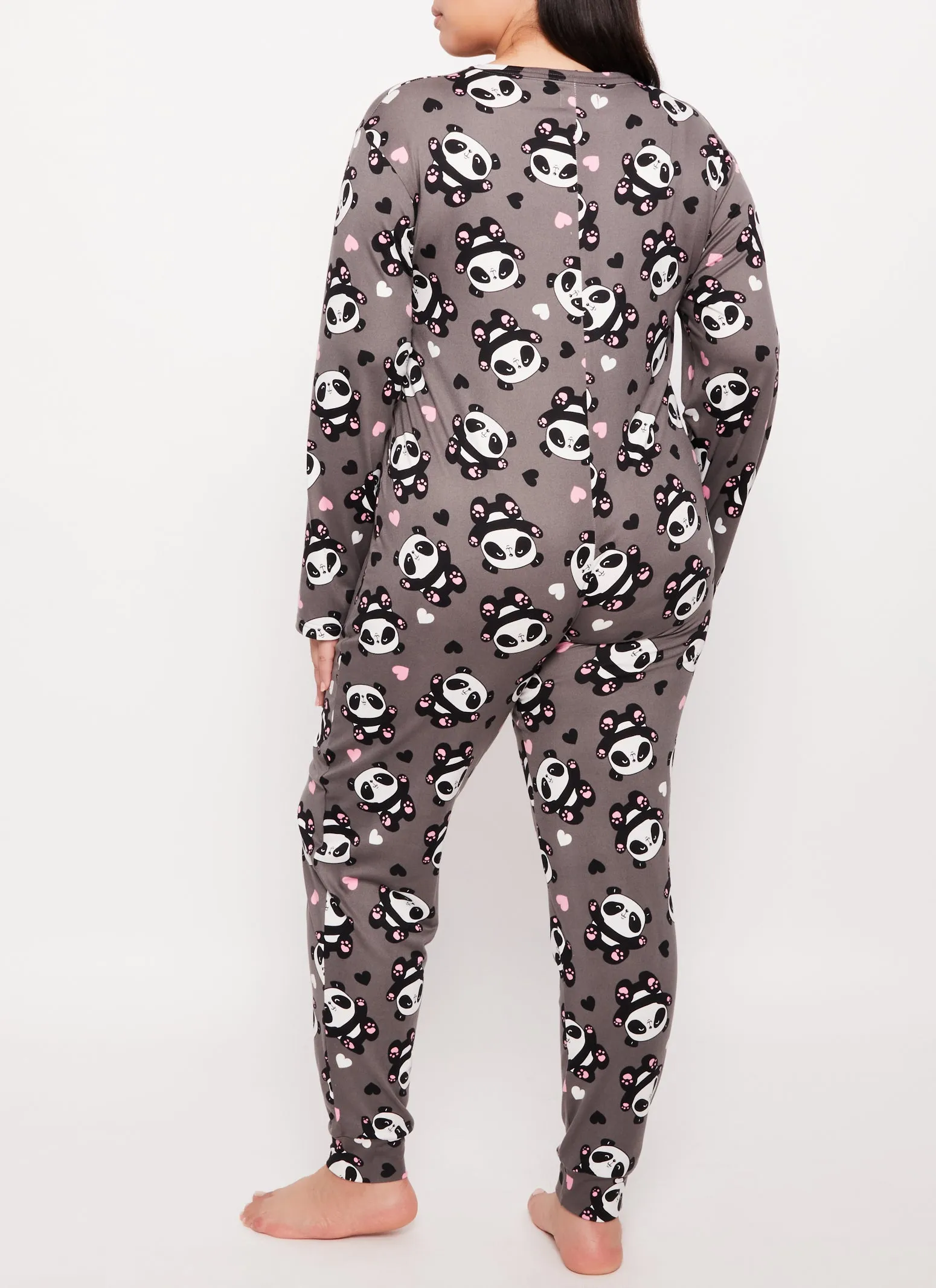 Plus Size Panda Bear Heart Print Onesie sold by Rainbow product image thumbnail 2