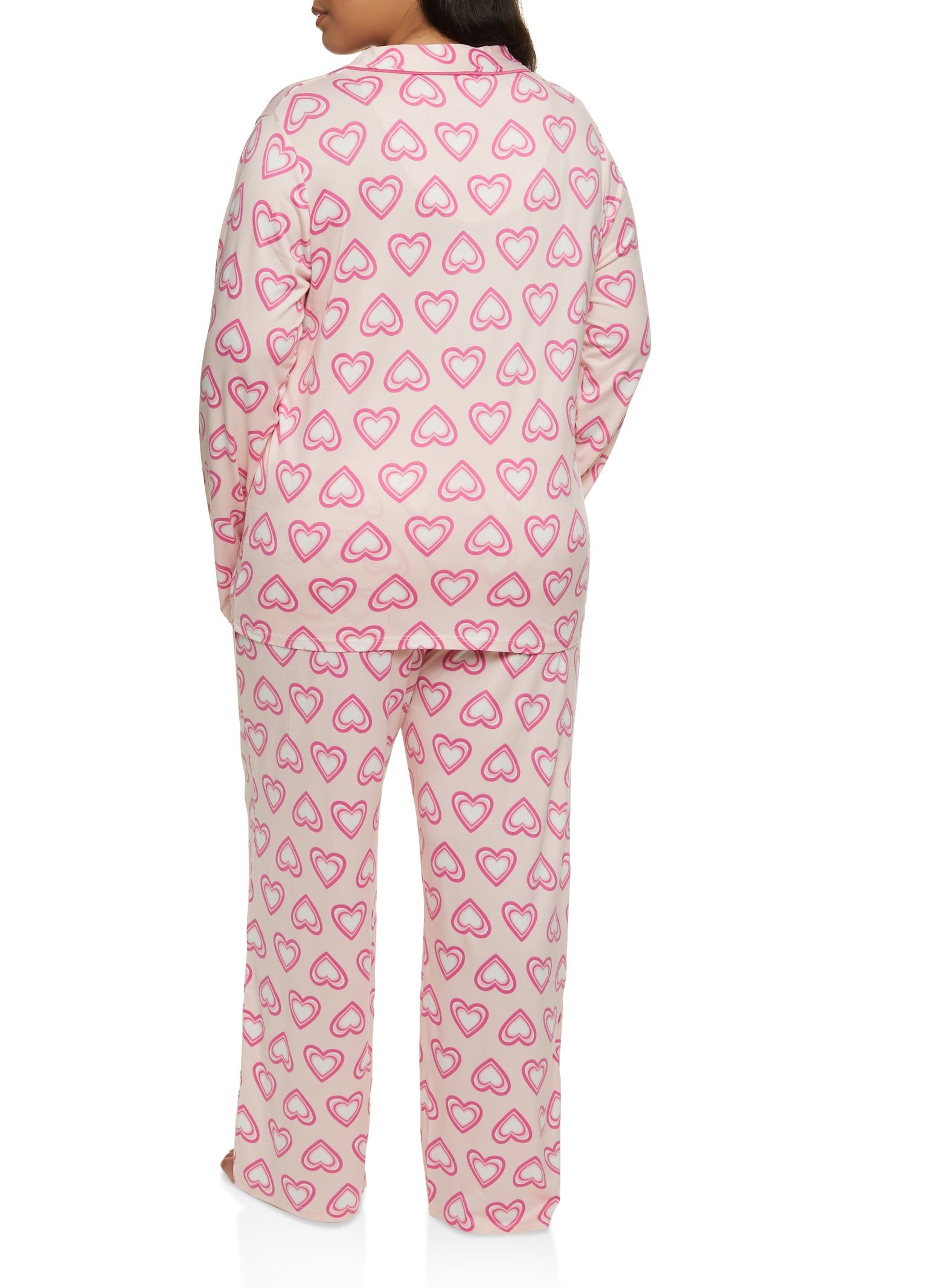 Plus Size Heart Printed Long Sleeve Pajama Shirt and Pants sold by Rainbow product image thumbnail 2