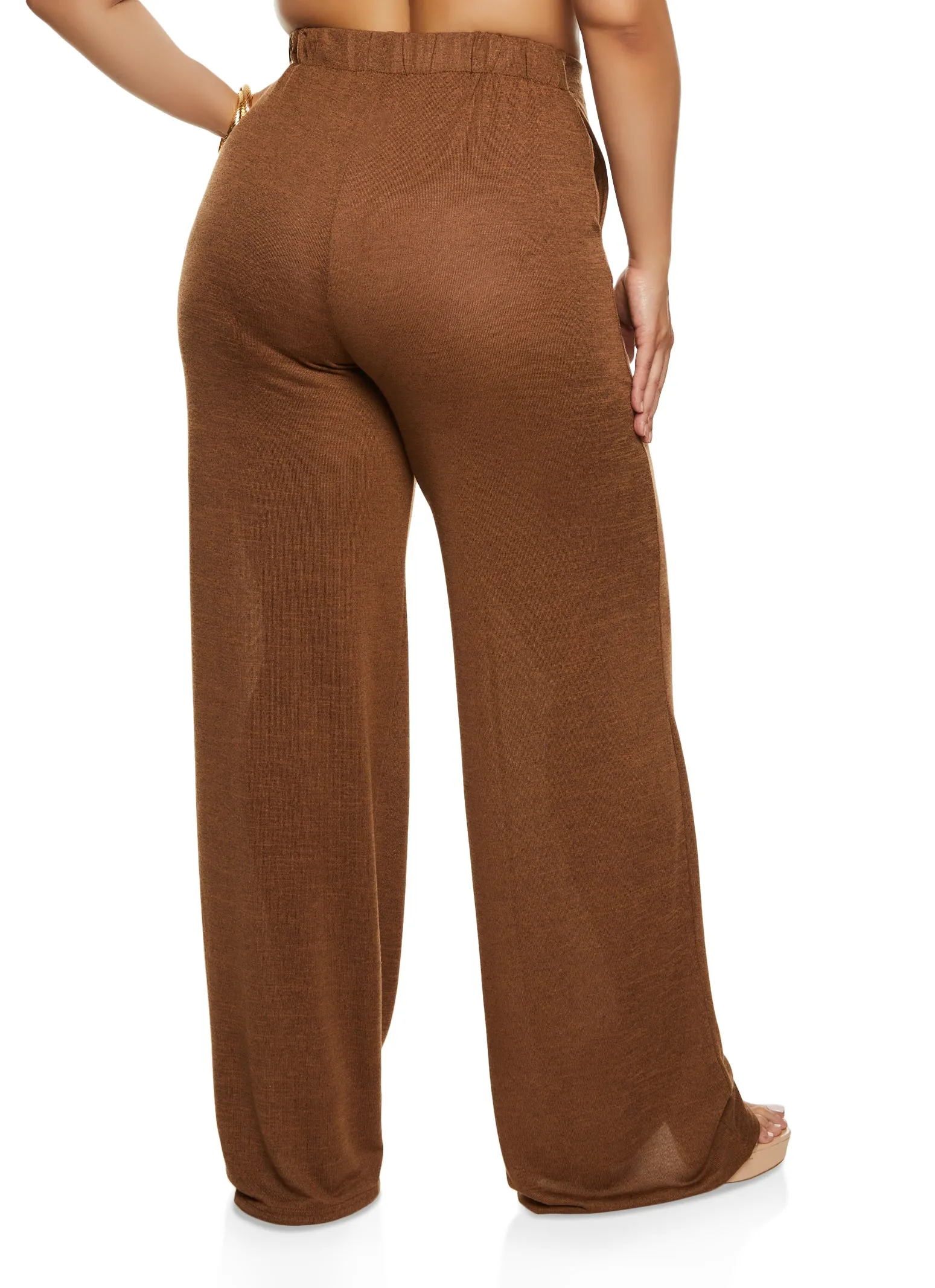 Plus Size Daisy Brushed Knit High Waist Wide Leg Pants sold by Rainbow product image thumbnail 3
