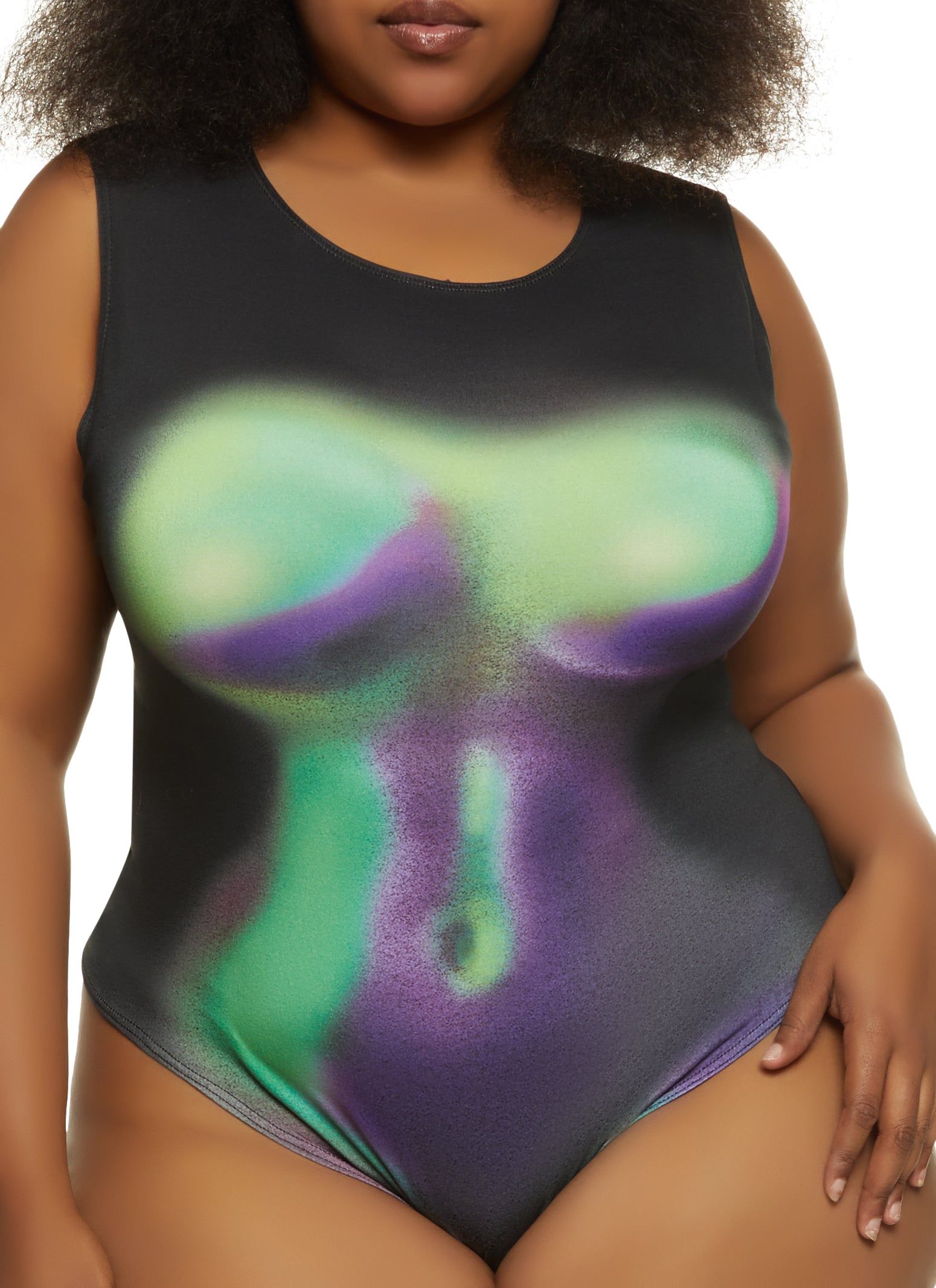 Plus Size Body Heat Print Bodysuit sold by Rainbow
