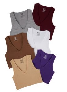 Seamless Ribbed V Neck Cropped Tank Top sold by Rainbow
