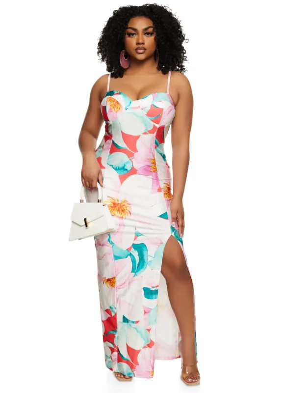 Haute Monde Floral Print Bustier Maxi Dress sold by Rainbow