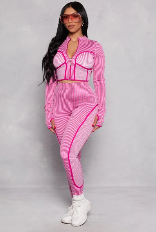 Seamless Rib Knit Striped Leggings sold by Rainbow