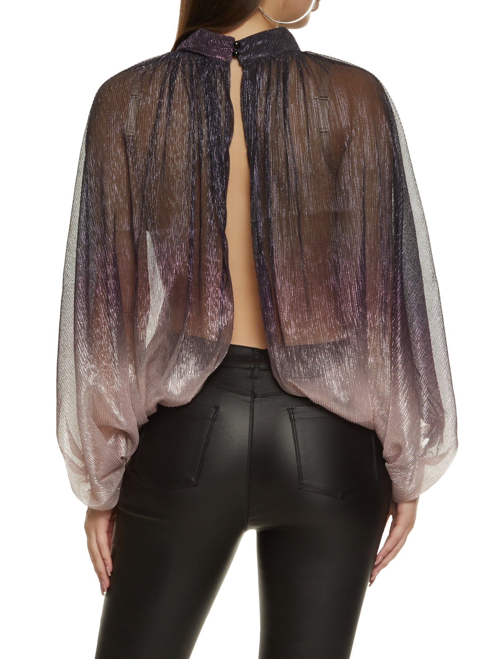 Lurex Ombre Split Hem Long Sleeve Blouse sold by Rainbow product image thumbnail 2