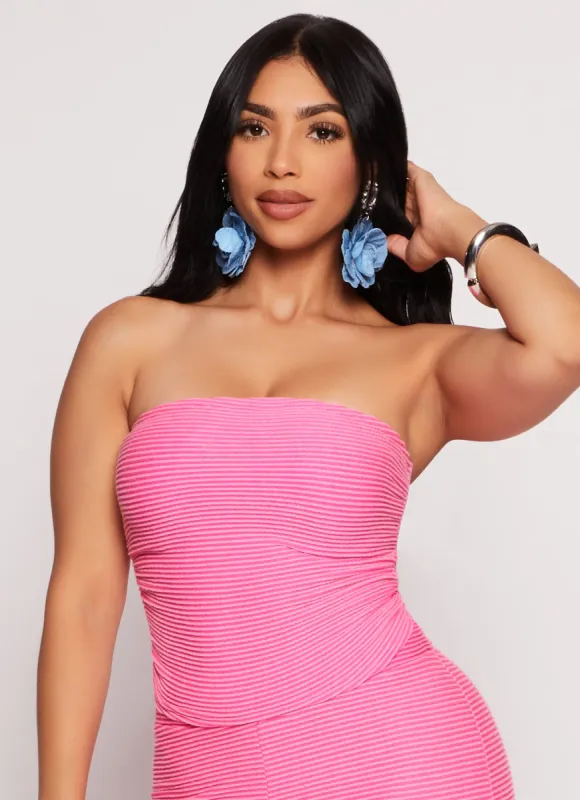 Textured Rib Knit Tube Top made by Rainbow