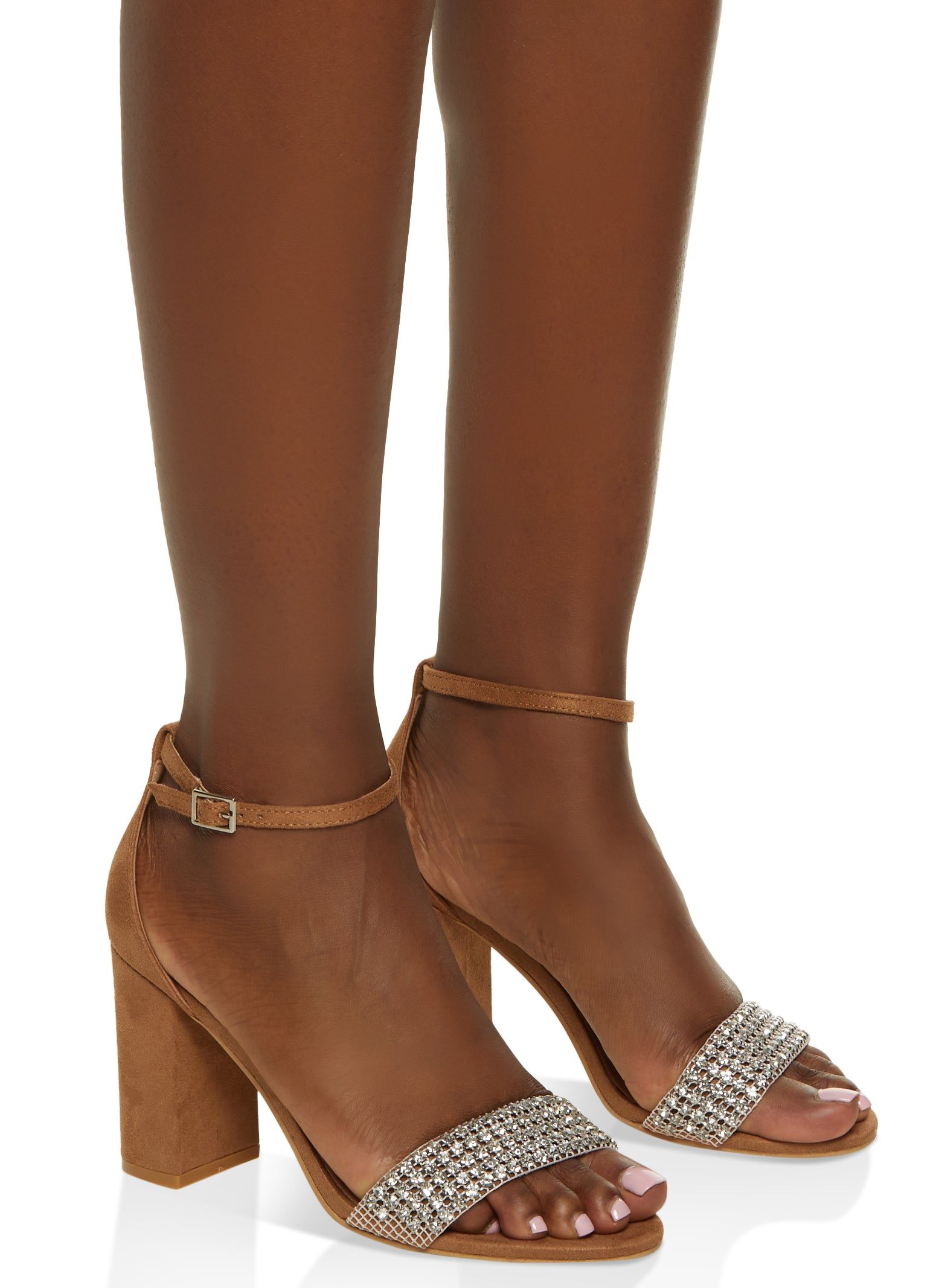 Rhinestone Band Ankle Strap Block Heel Sandals sold by Rainbow product image thumbnail 2