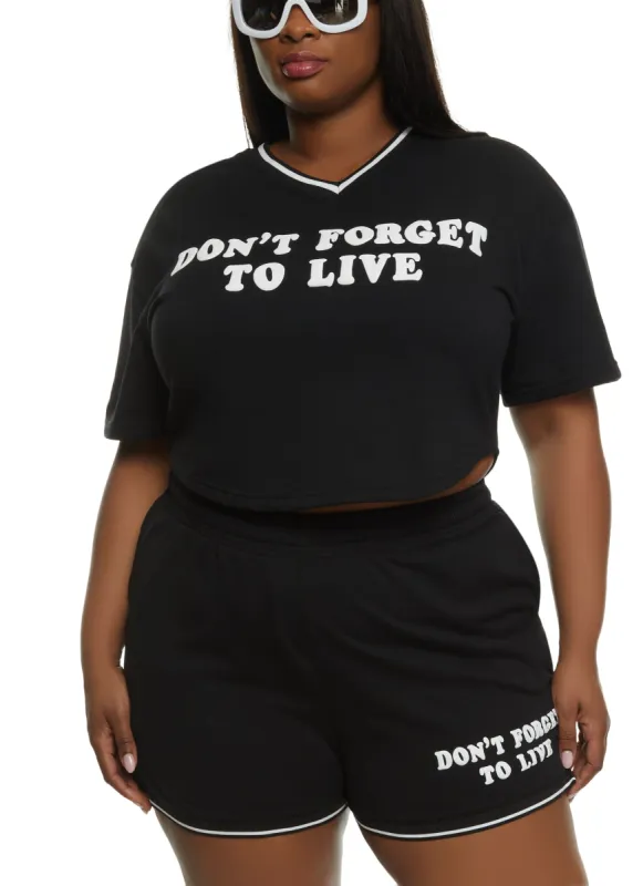 Plus Size Dont Forget To Live Cropped Graphic Tee sold by Rainbow
