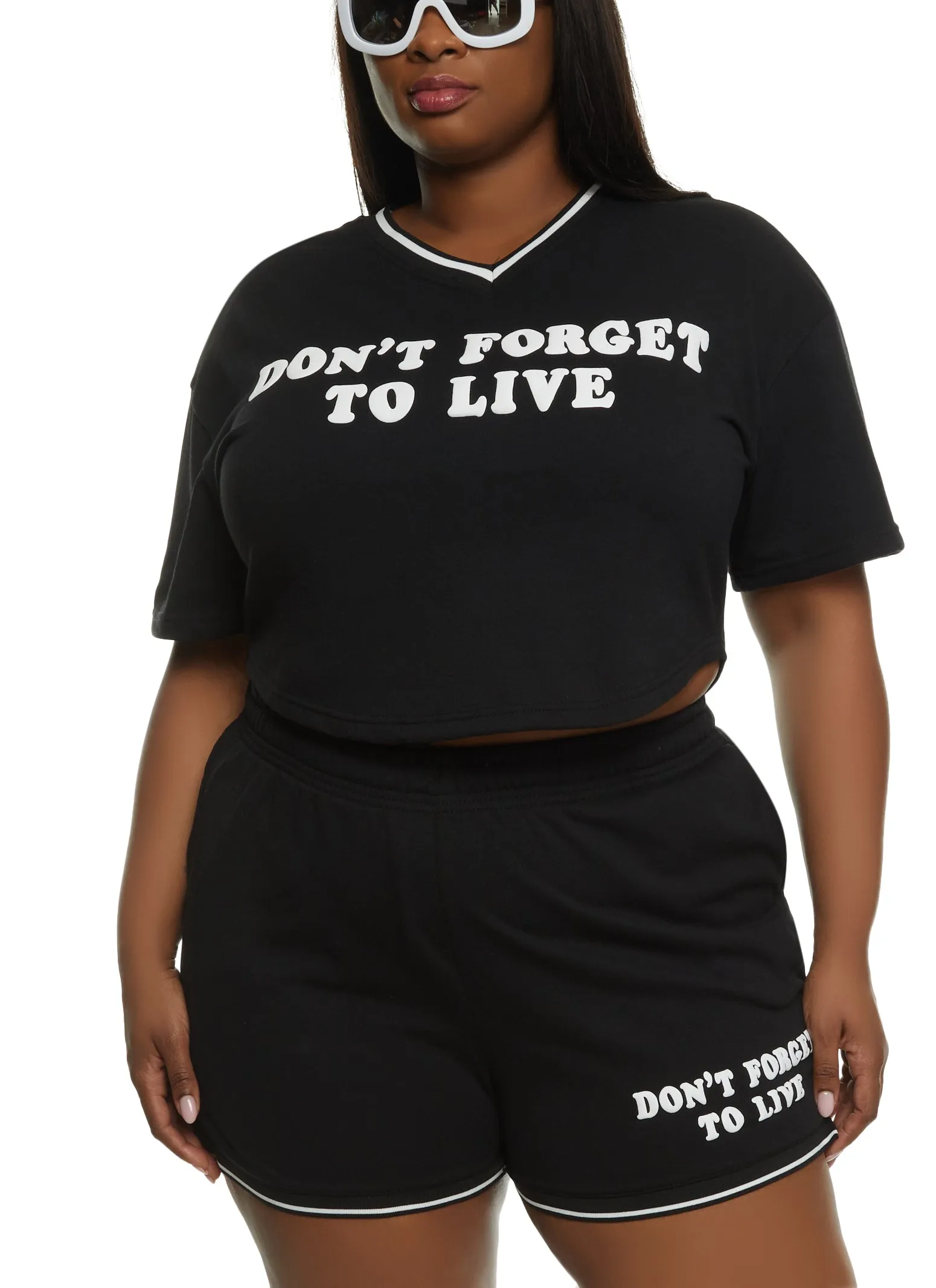Plus Size Dont Forget To Live Cropped Graphic Tee sold by Rainbow