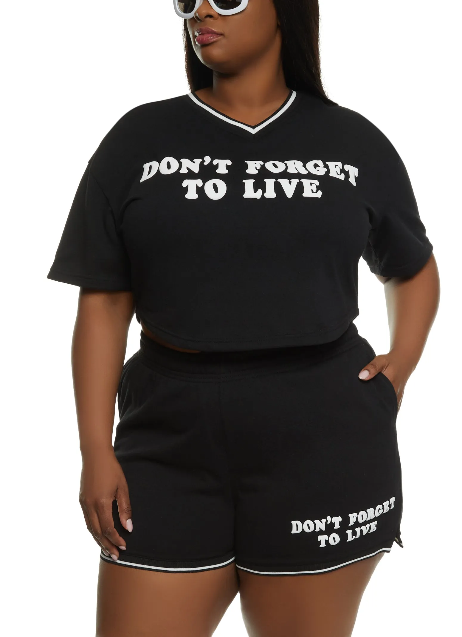 Plus Size Dont Forget To Live Cropped Graphic Tee sold by Rainbow product image thumbnail 2