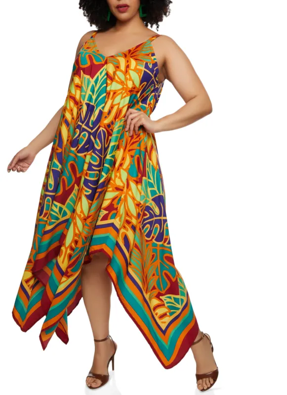 Plus Size Tropical Printed V Neck Maxi Dress sold by Rainbow