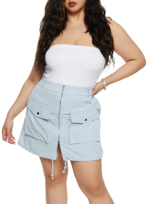Plus Size Zip Front Cargo Pocket Skirt sold by Rainbow