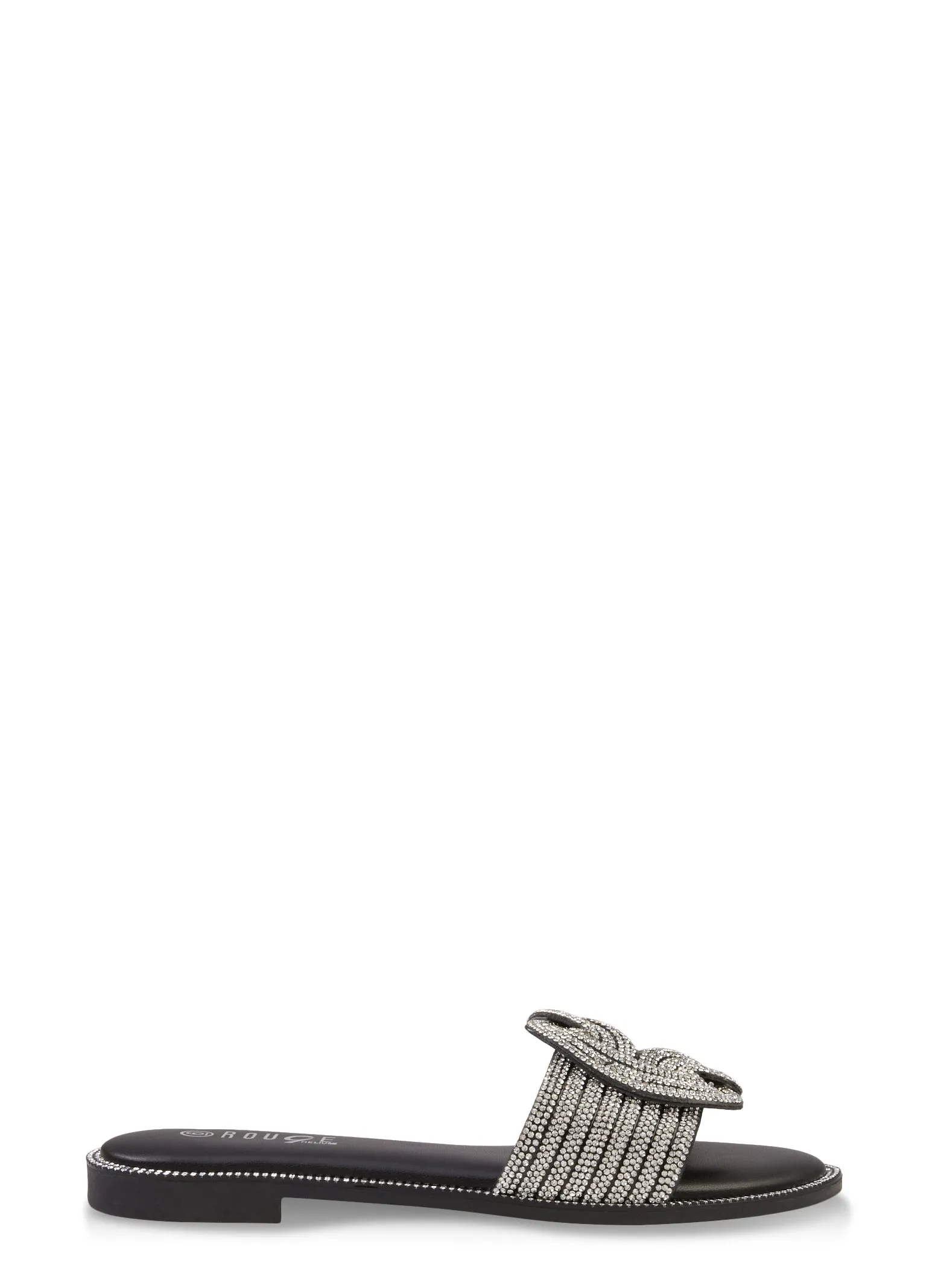 Rhinestone Trim Braided Band Slide Sandals sold by Rainbow product image thumbnail 2