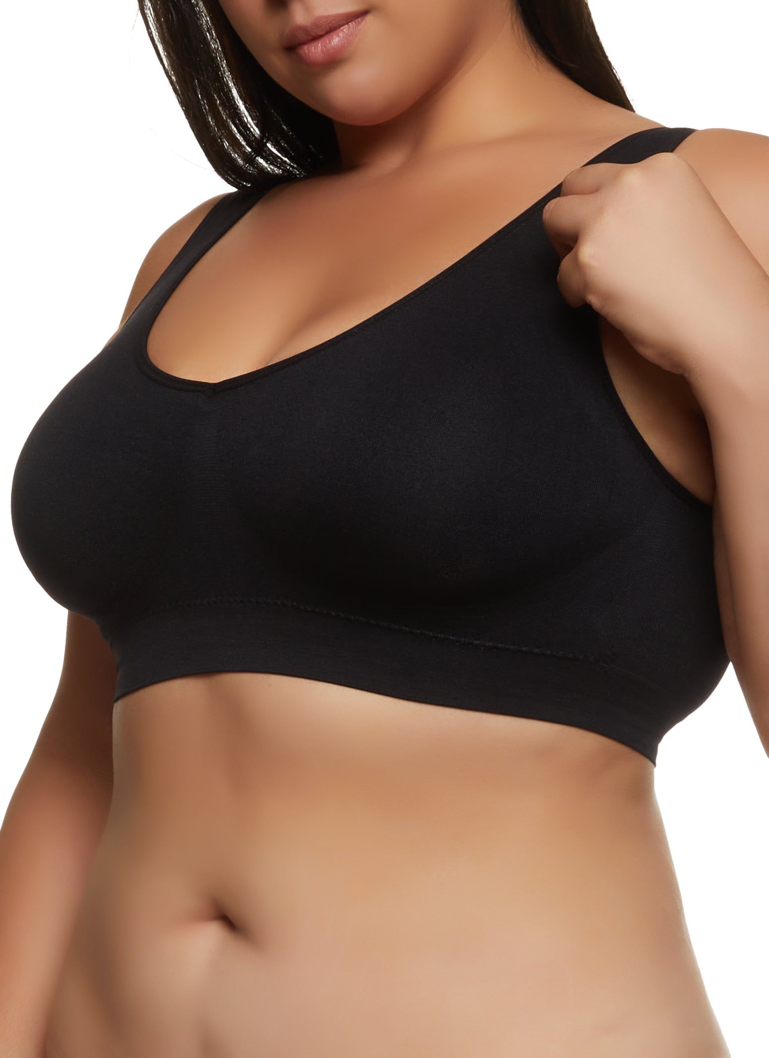 Plus Size Basic V Neck Sports Bra sold by Rainbow