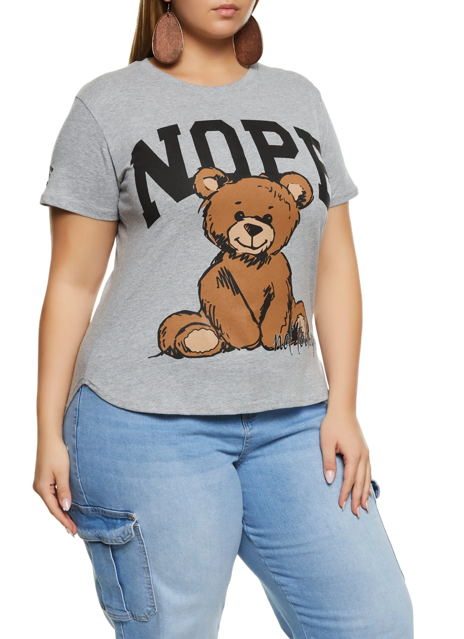 Plus Size High Low Hem Nope Graphic Tee sold by Rainbow product image thumbnail 2
