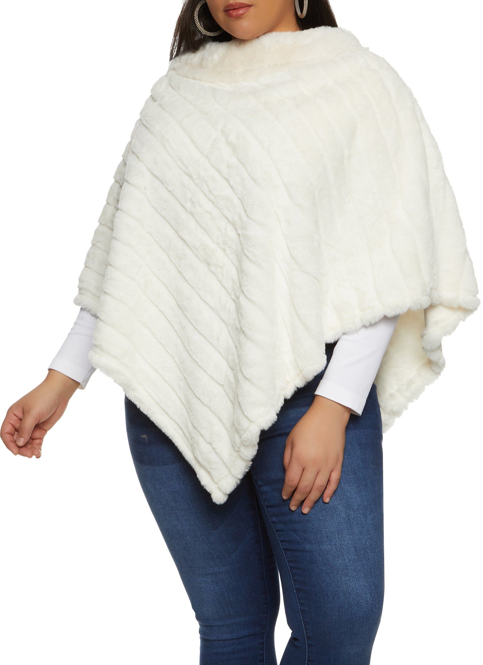 Faux Fur Funnel Neck Poncho sold by Rainbow product image thumbnail 3
