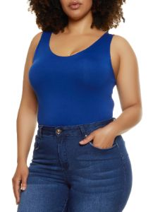 Plus Size Seamless Scoop Neck Bodysuit sold by Rainbow
