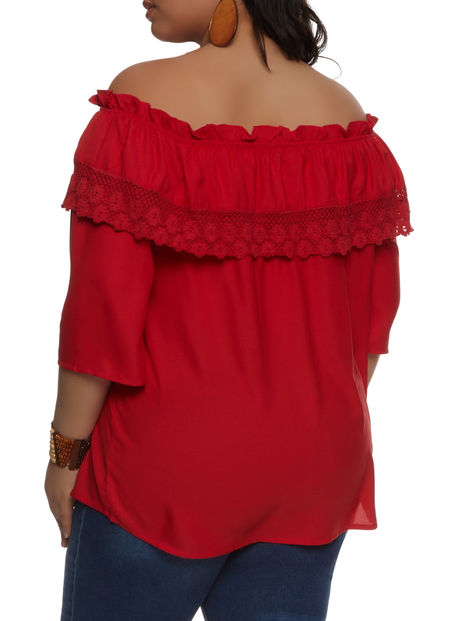 Plus Size Crochet Detail Off the Shoulder Top sold by Rainbow product image thumbnail 2