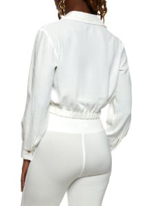 Snap Button Detail Cropped Blouse sold by Rainbow