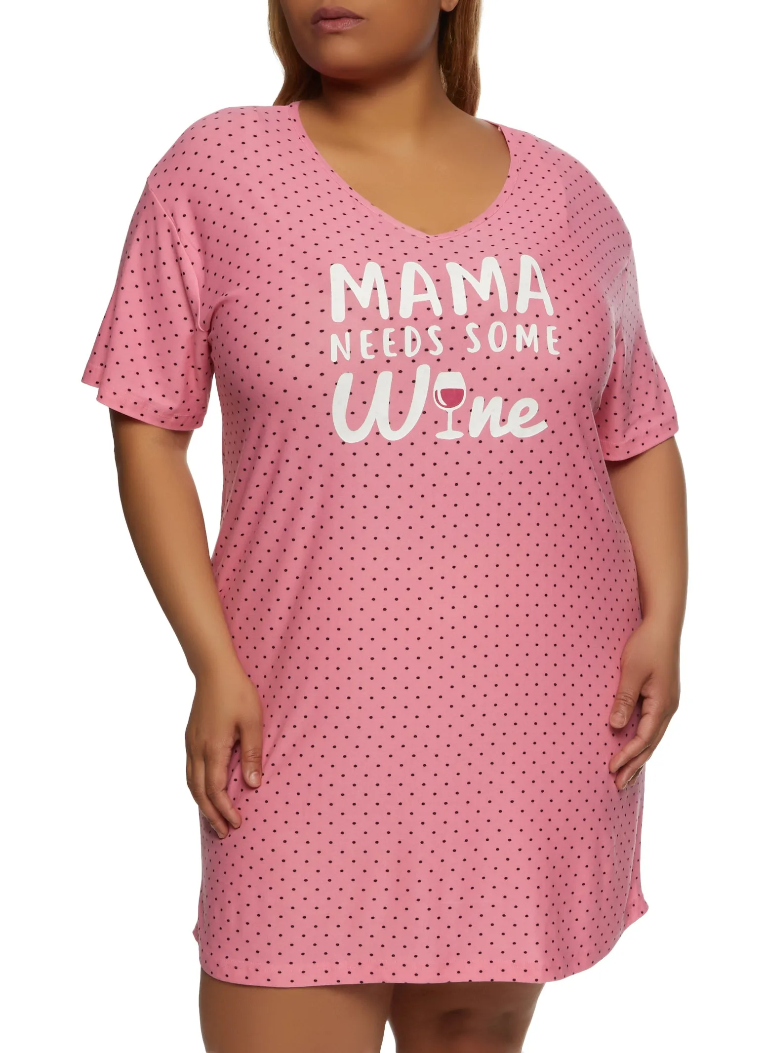 Plus Size Mama Needs Some Wine Nightgown sold by Rainbow