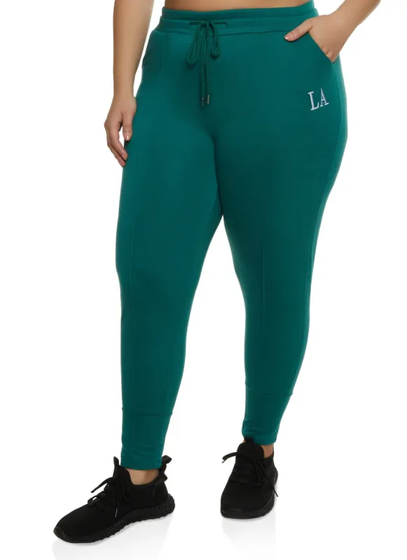 Plus Size LA Embroidered Joggers sold by Rainbow