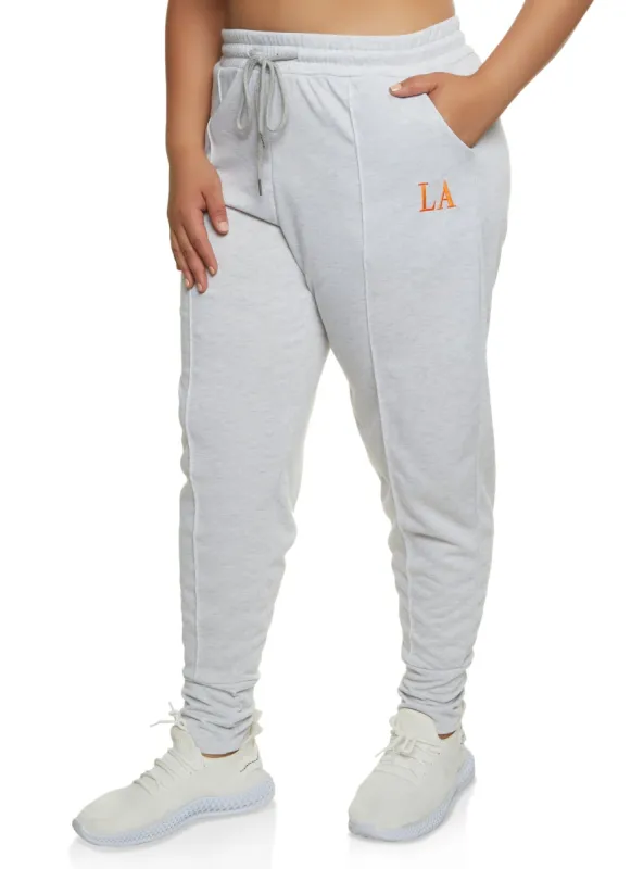 Plus Size LA Embroidered Joggers sold by Rainbow