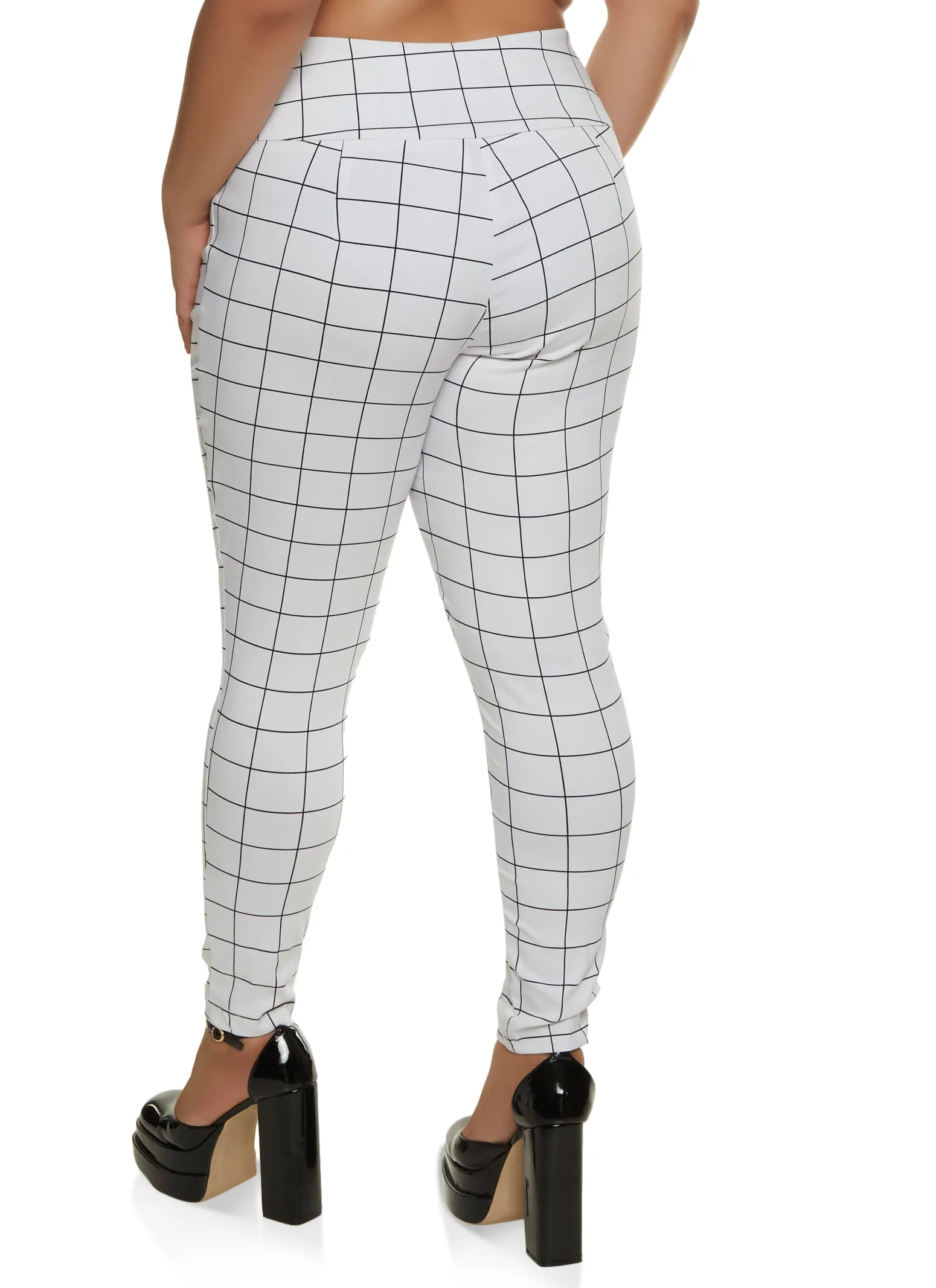 Plus Size Windowpane Print Tie Front Dress Pants sold by Rainbow product image thumbnail 2